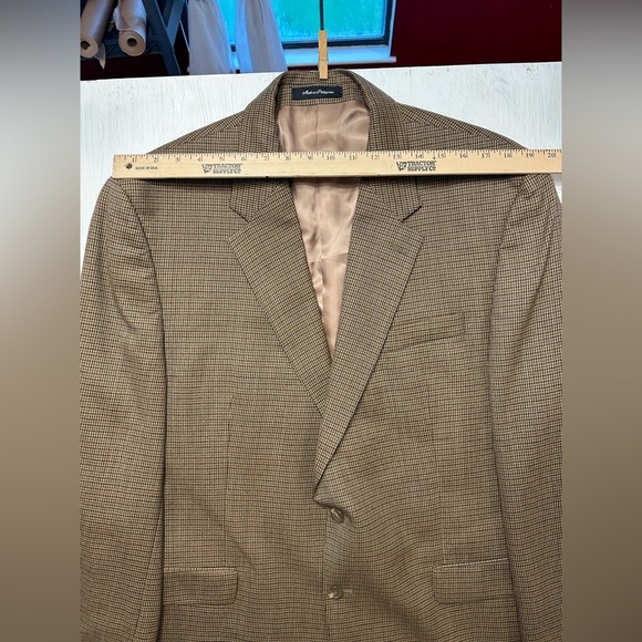 Lauren Ralph Lauren Men’s Wool Blazer 46L Brown Houndstooth Check Sport Coat - Picture 3 of 11